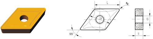 Indexable Inserta Tipo D DNMG-ZF