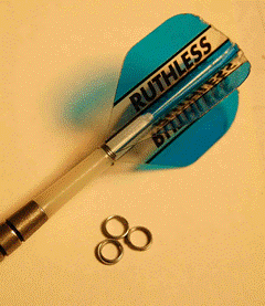 Nylon dart shafts with flight ring grips